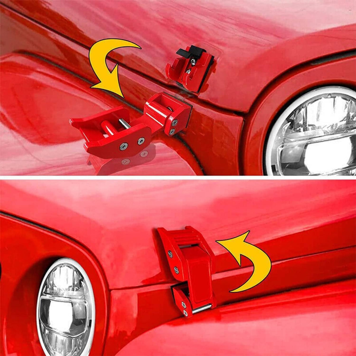 Solidspare New Red Aluminum Hood Latch Lock Catch Buckle Flag for 2007+ Jeep Wrangler JK JL