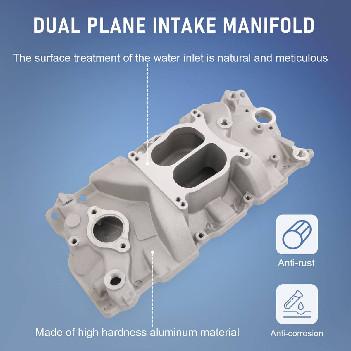 Solidspare 262-400 Dual Plane Front Intake Manifold For Small Block Chevy SBC 1955-1986 NEW
