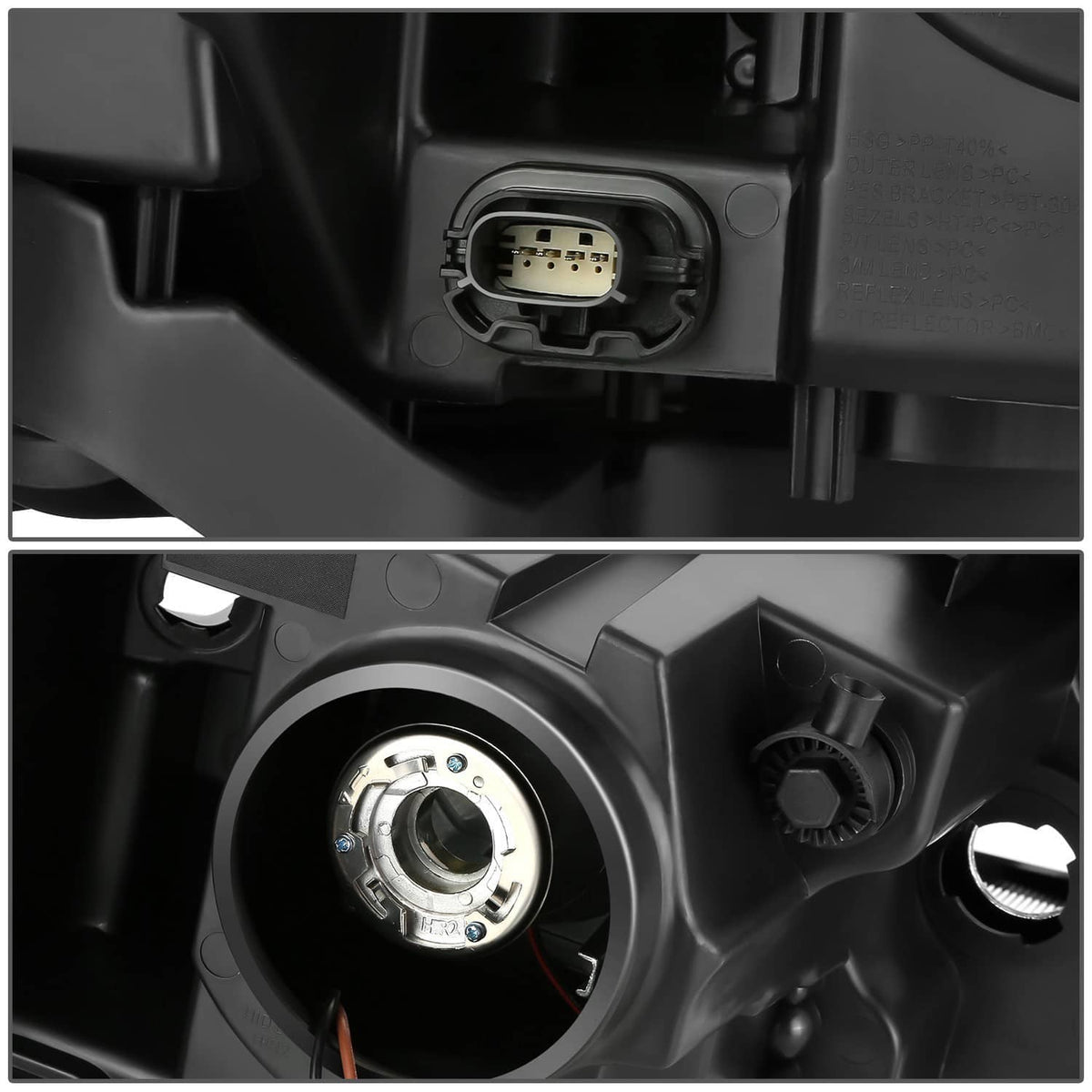 Solidspare Black Pair Housing Amber Corner Projector Headlight For 2013-2019 Ford Taurus