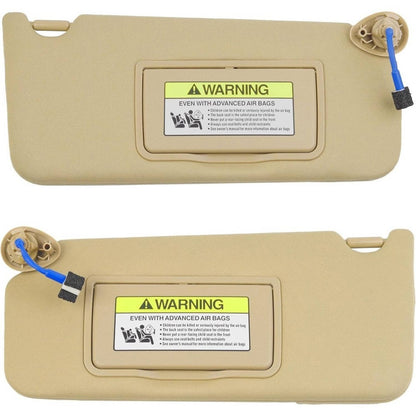 Solidspare Left & Right Side Beige Sun Visor For Honda Accord 2008 - 2017 w/Light & Mirror