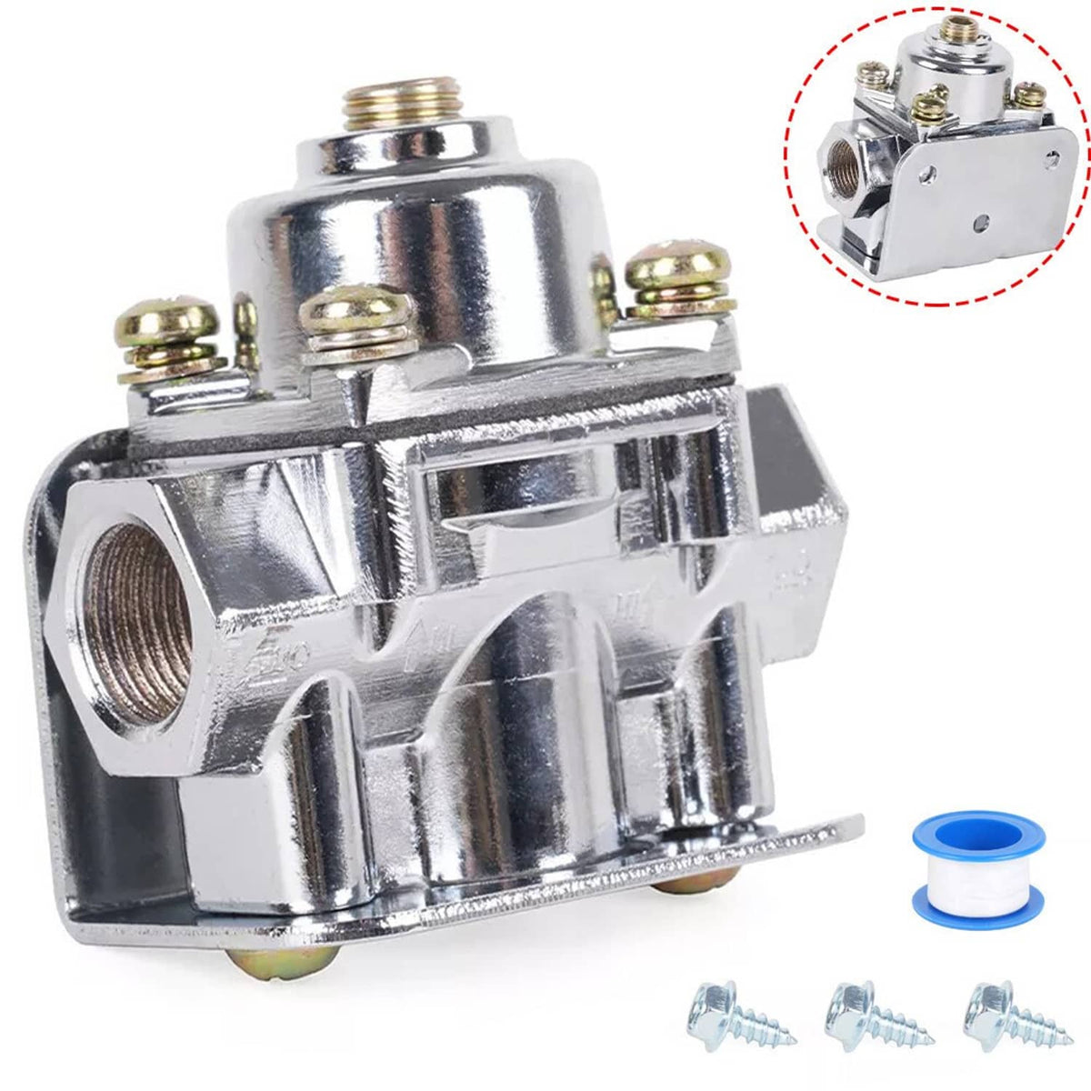 Solidspare Fuel Pressure Regulator Carburetor Chrome Fit Holley 12-803 2 Port 4 1/2 to9 PSI