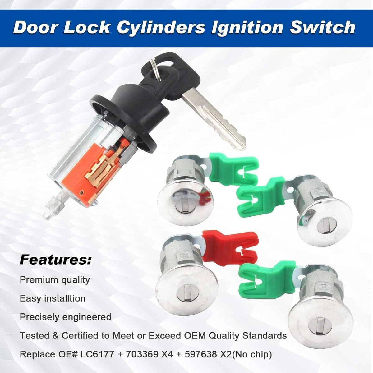 Solidspare Ignition & Door Lock Cylinder KEYED ALIKE For Ford Econoline Van E150 E250 E350