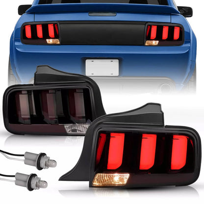 Solid Spare Pair LED Tube Signal Brake Lamps Smoked Tail Lights For 2005-2009 Ford Mustang