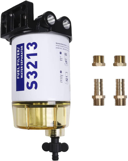 Solidspare S3213 3/8" NPT Fuel Filter / Water Separator System Fit Marine outboard Motor