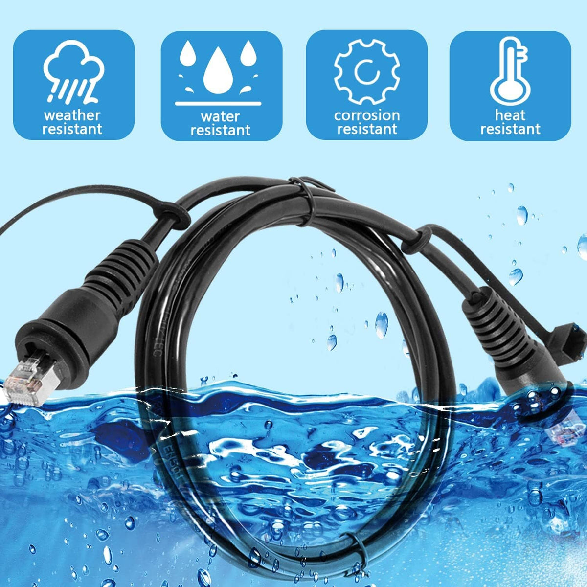Solid Spare 6FT Marine Network Cable RJ45, 010-10550-00 for Garmin Navigation Screen Models