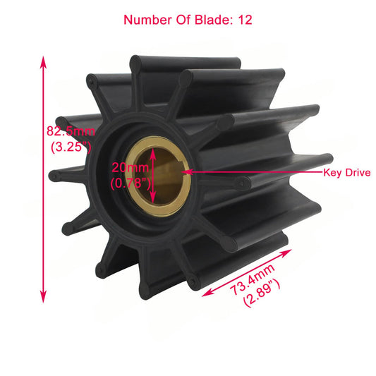 Solid Spare Impeller for Sherwood 17000K Jabsco 18958-0001 CEF 500164 CAT 1W5664 3802444