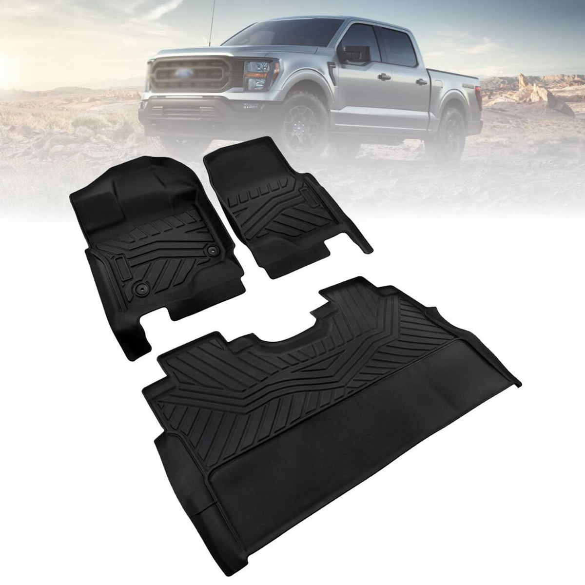Solidspare All Weather Floor Liners Mats For Ford F-150 Super Crew Cab TPE Rubber 15-24 New