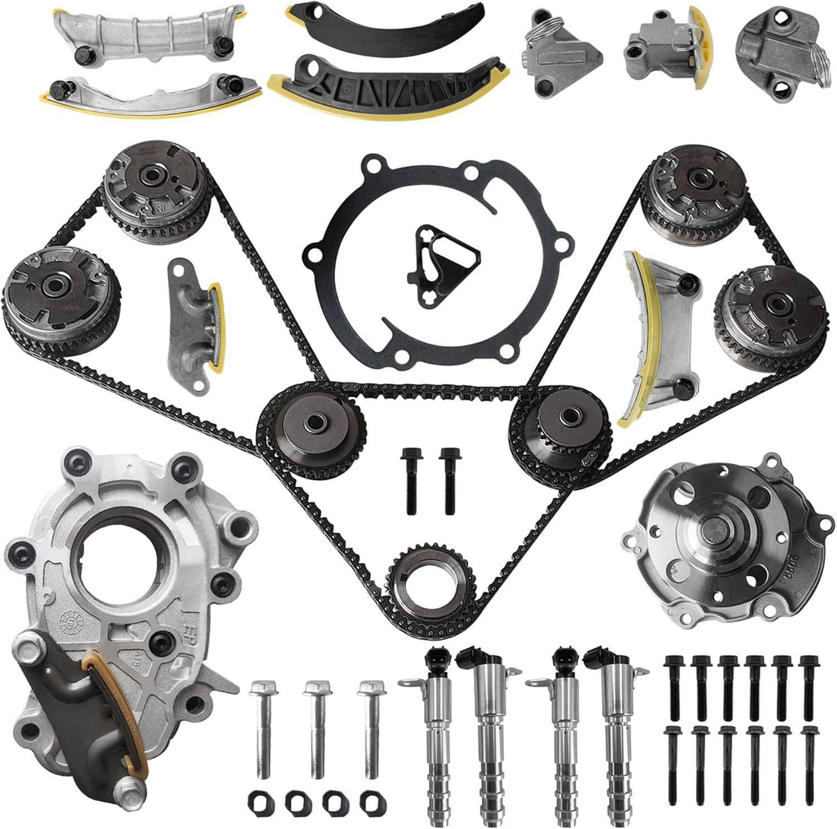 Solidspare Timing Chain Kit with Oil & VVT Sprocket & Water Pump for 07-16 GMC Acadia 3.6L