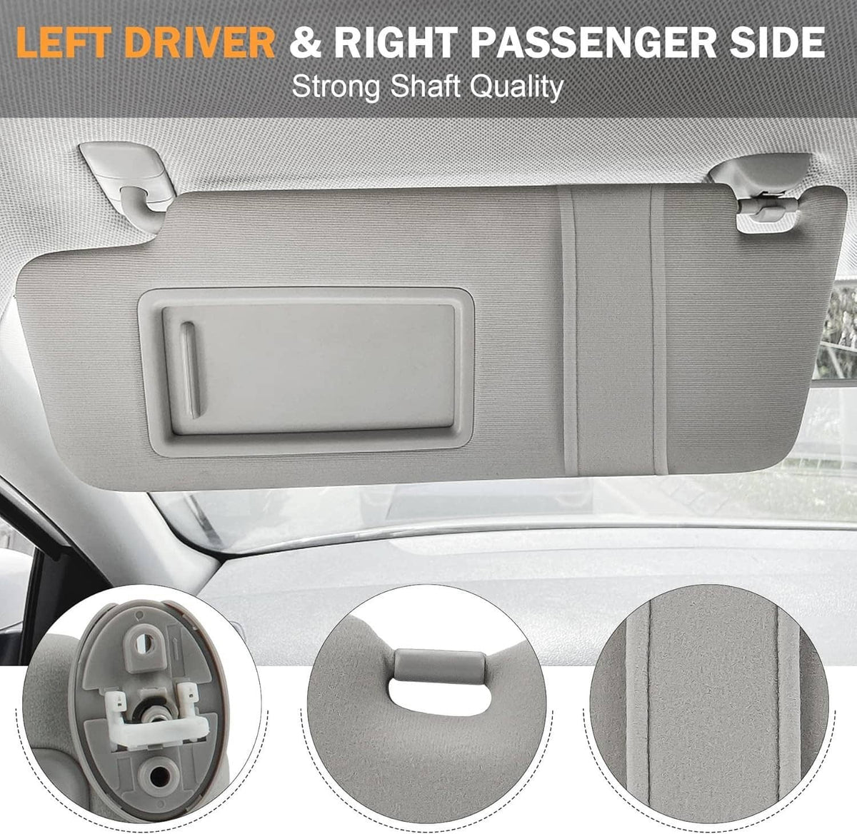 Solidspare Left and Right Gray Sun Visor Pair With Cover Trims for Toyota Venza 2009-2016