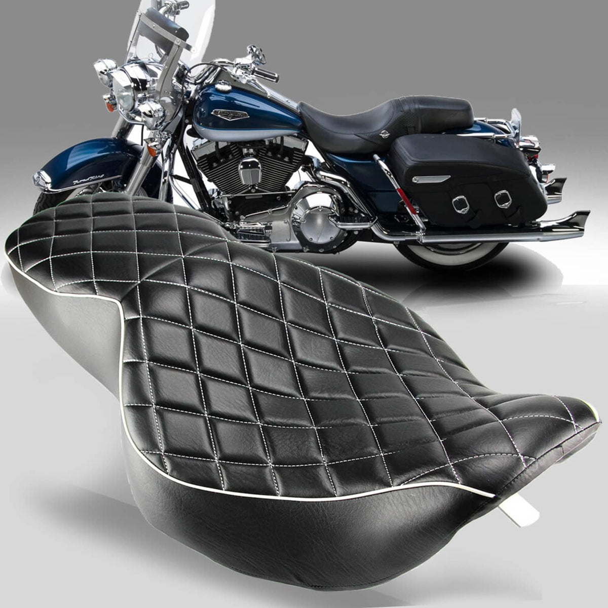 Solidspare Driver Passenger Seat Two-up For Harley Touring Road King 1997-2007