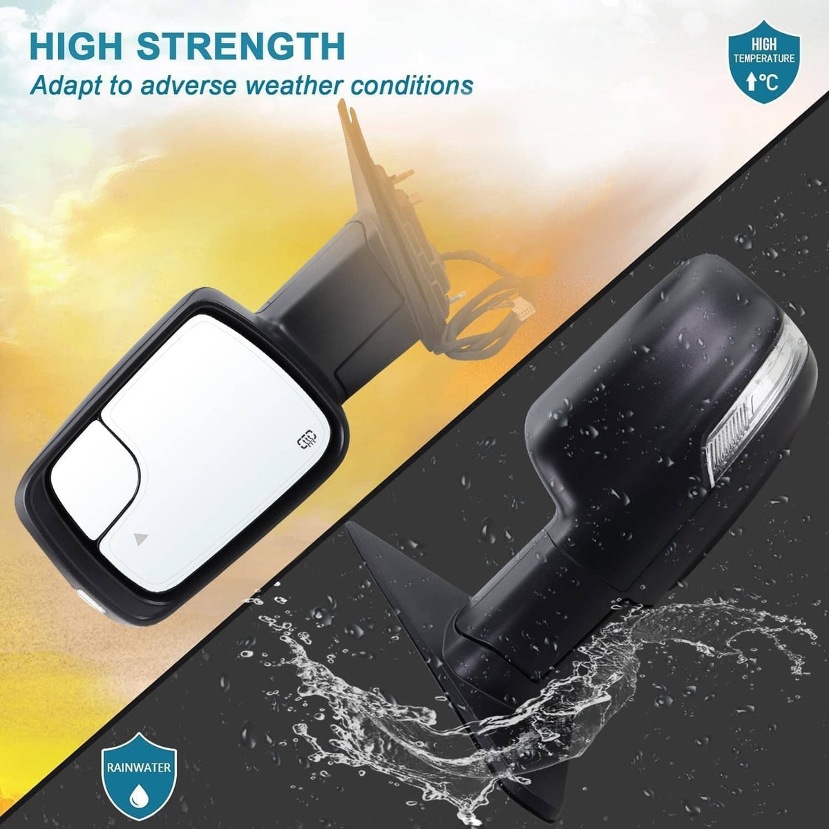 Solidspare Left Side For 2019-2024 Dodge Ram 1500 w/Power Fold Heated Mirror+LED Signal+BSD