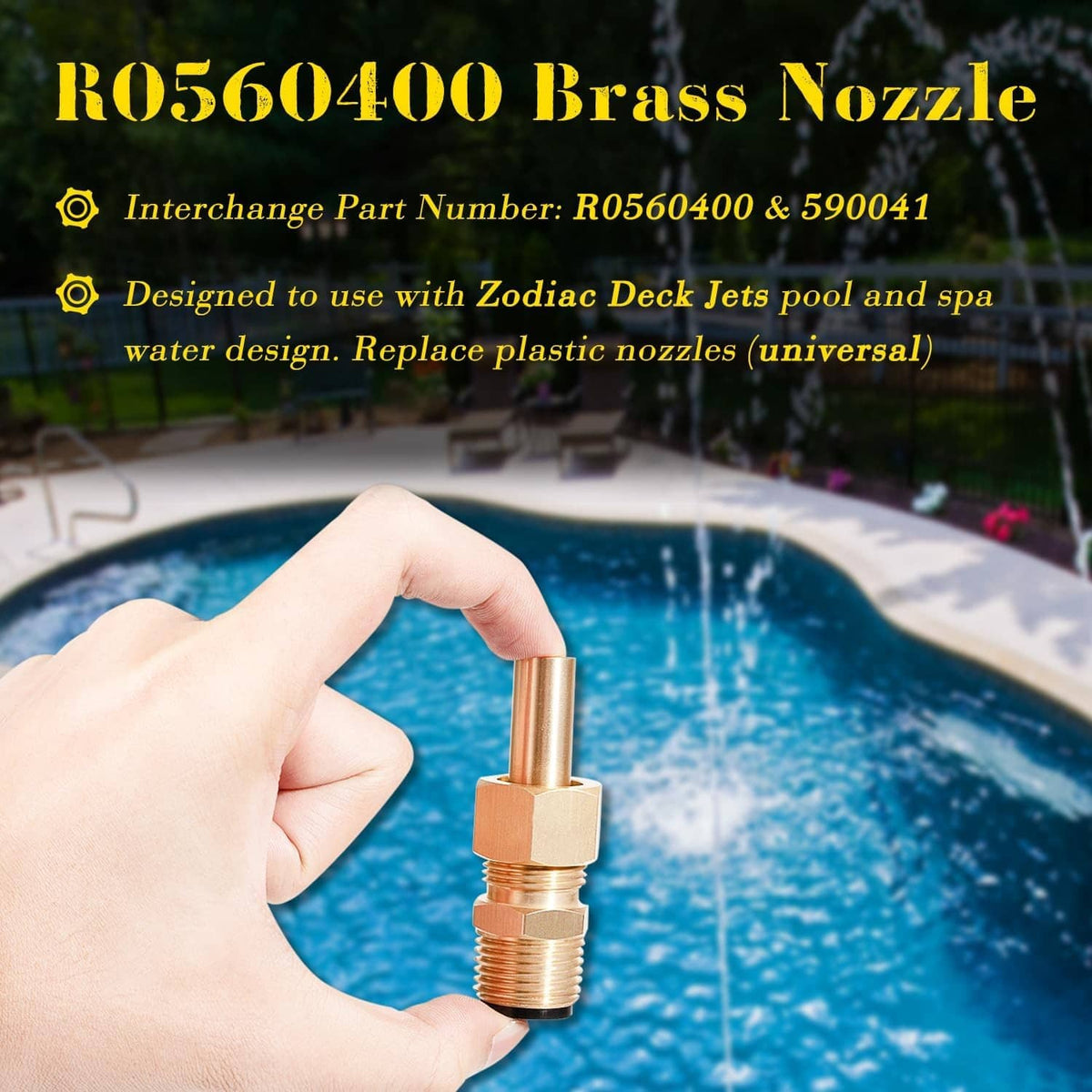 Solidspare 4 Pack Swimming Pool Spa Brass Deck Jet Nozzle Replacement For R0560400 590041