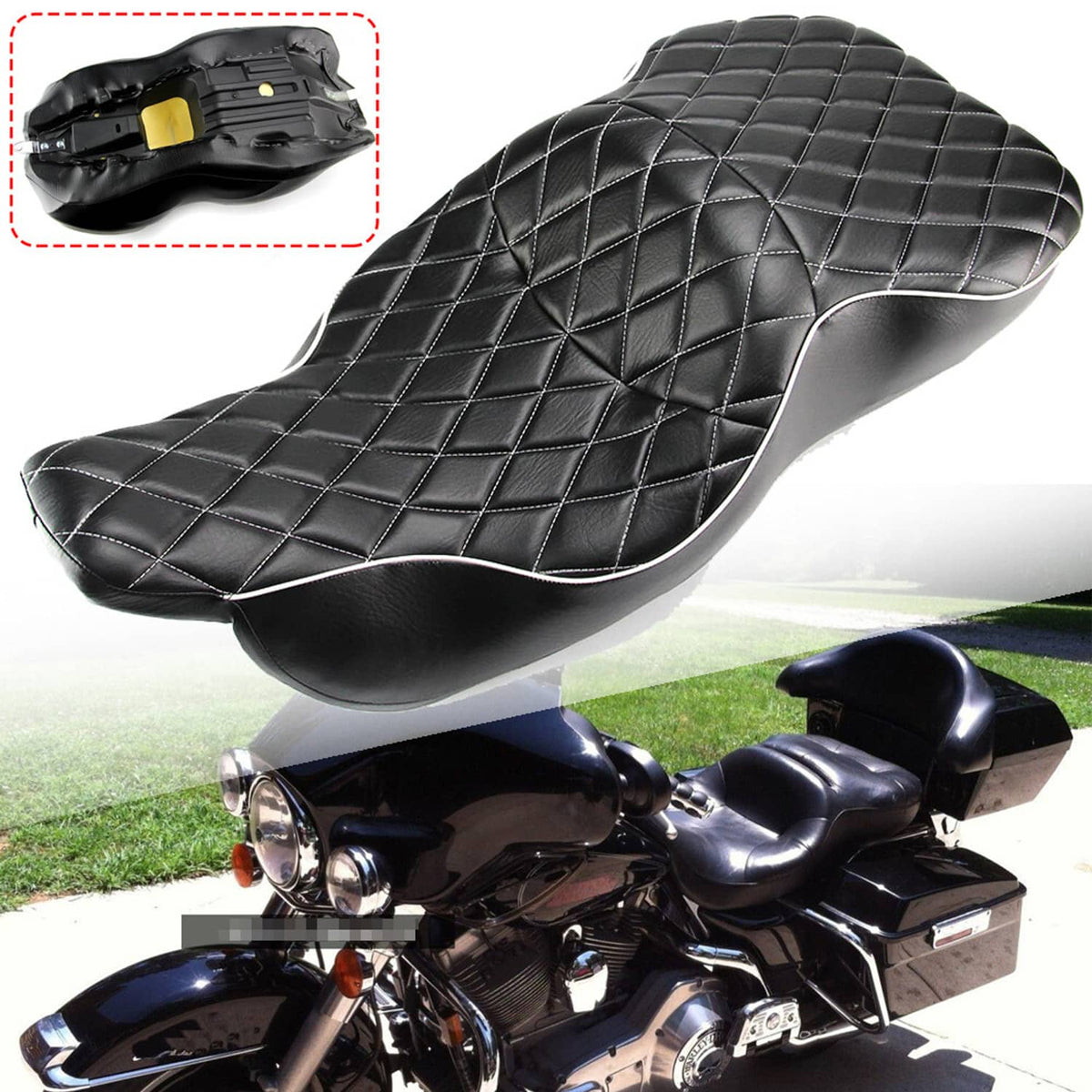 Solidspare For 97-07 Harley Electra Glide Standard  Seat Rider Driver Passenger 2Up Diamond