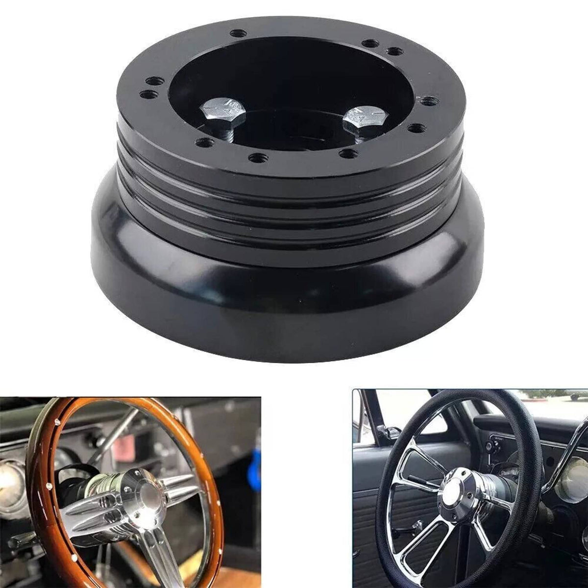 Solidspare For GM Chevy 5 & 6 Hole Steering Wheel Hub Adapter Flaming River Ididit BlacK