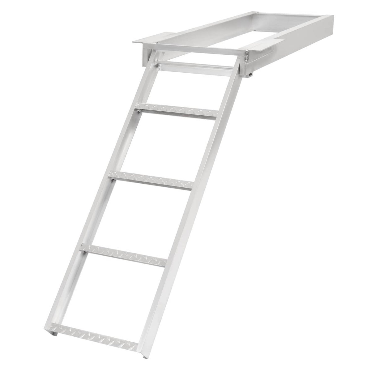 Solidspare 4 Step Pontoon Under Deck Boat Ladder Aluminum Under-Boat Mount , Silvery