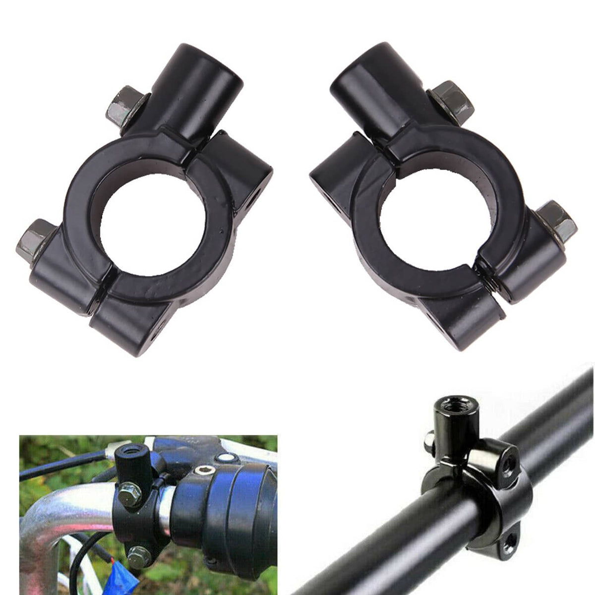 Solidspare Motorcycle ATV Rear View Side Mirrors with 7/8" Handlebar Mount Clamp Universal