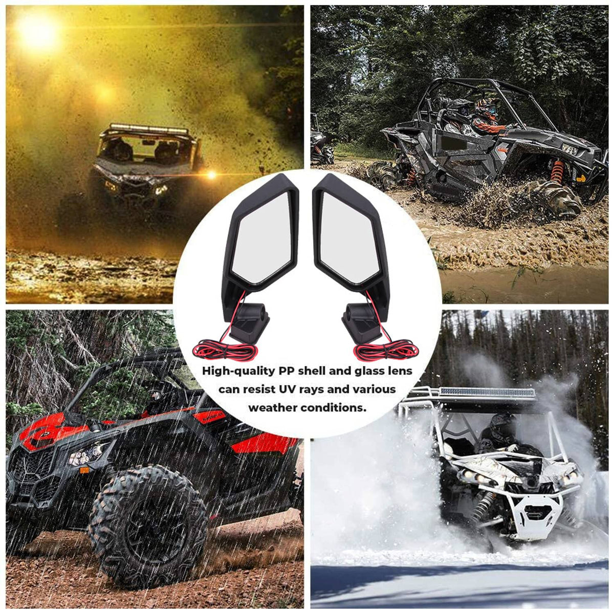 Solidspare UTV Racing Rearview Mirrors LED Light Fit For Can Am Maverick X3 MAX Turbo 17-24