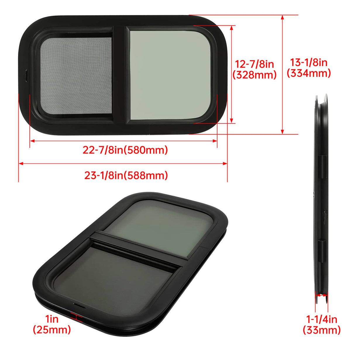 Solidspare Tinted RV Glass Window 12"x 22"  W/ mounting hardware For Cargo Trailer RV