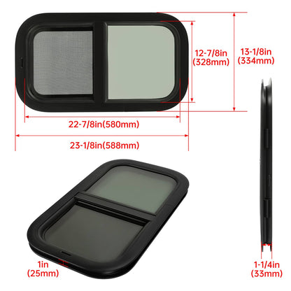 Solidspare Tinted RV Glass Window 12"x 22"  W/ mounting hardware For Cargo Trailer RV