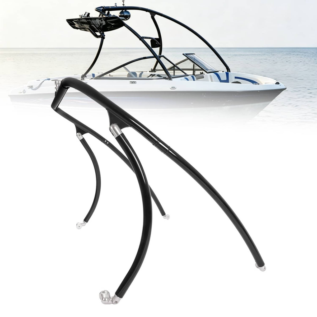 Solidspare Wakeboard Tower For Most Boat 62"-103" Wide Boat Wake Tower Aluminium Black