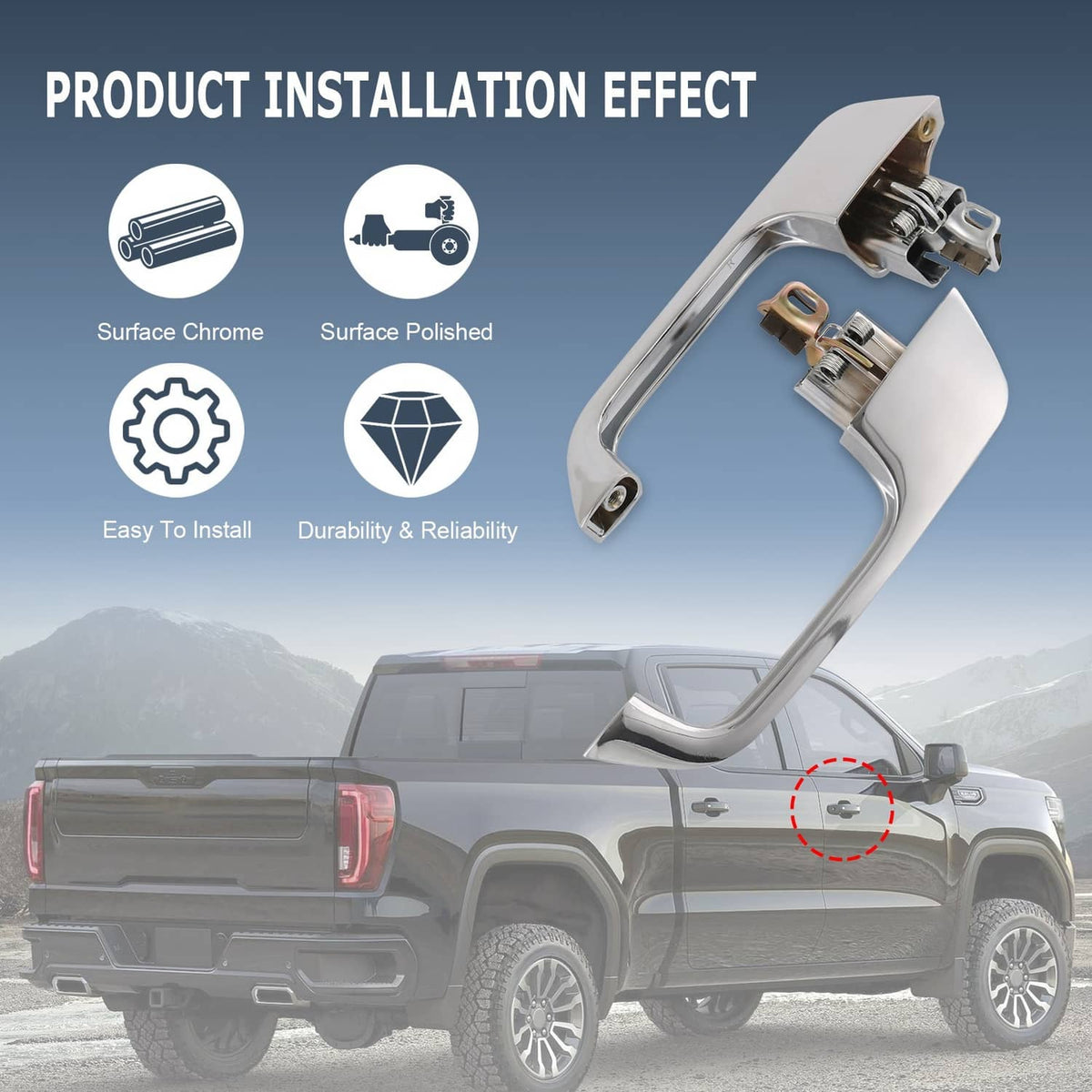 Solidspare Pair Chrome Outside Exterior Door Handle LH & RH Set For Chevy GMC Pickup Truck