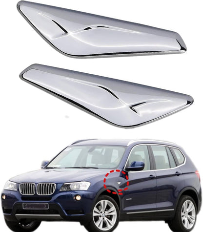 Solid Spare Left + Right Side Fender Chrome Emblem Moulding For BMW X3 F25 X4 F26 2015-2017
