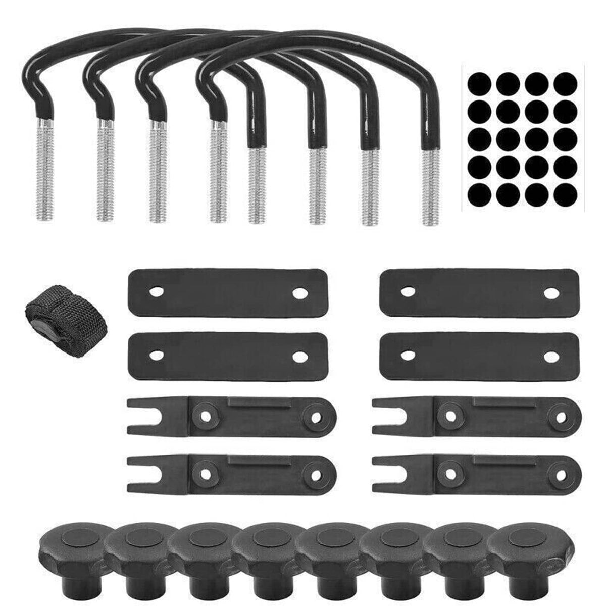 Solidspare 4x Universal Roof Box U-Bolt Clamps Cargo Carrier Roof Rack Bracket Van Mounting