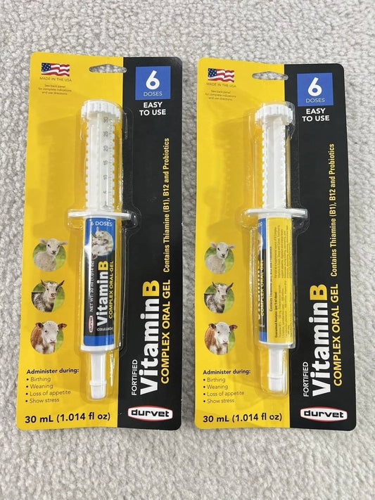 Solid Spare Vitamin B Complex Oral Gel for Goats Sheep Calves 30mL Durvet Lot of 2 New