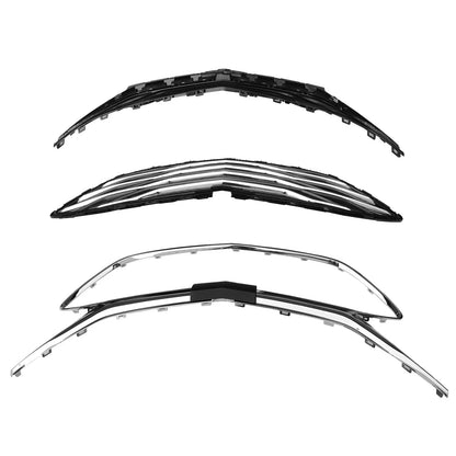 For 2019-2023 Chevrolet Malibu Front Bumper Upper Lower Grille Black Chrome 3PCS