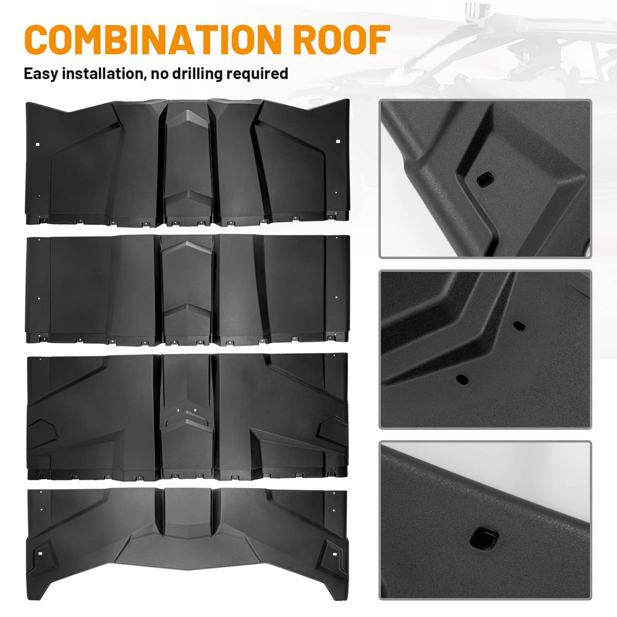 Solidspare Plastic Hard Roof Top 4 PIECE for Can Am Maverick 4 Seater MAX X DS Turbo R RR