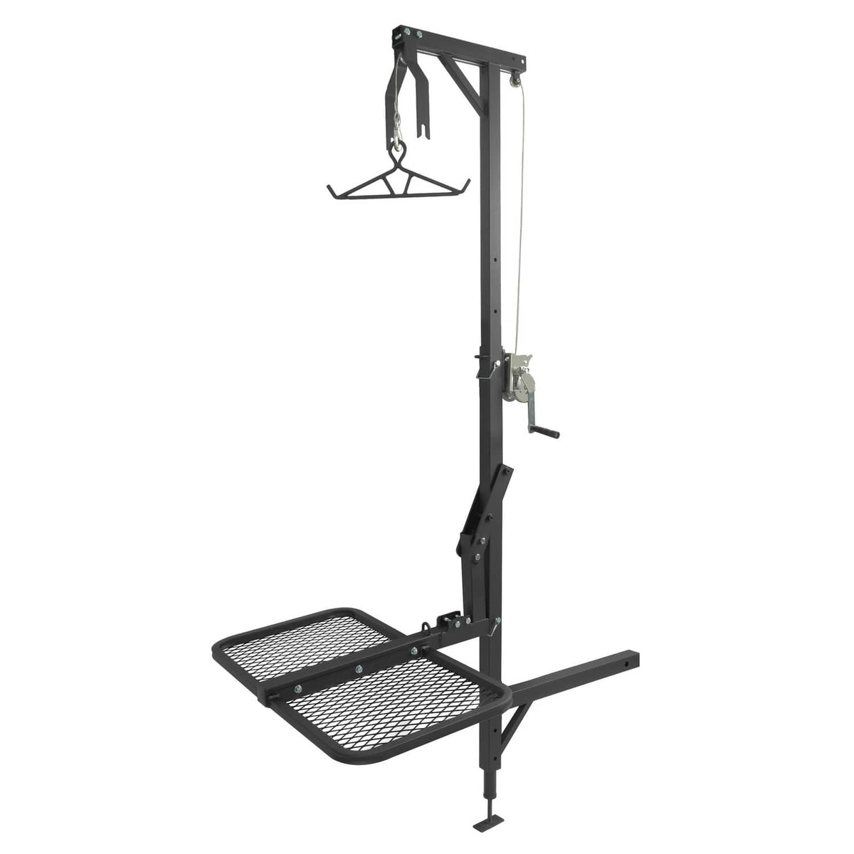 Solid Spare 400lbs 360° Swivel Hitch Mount Deer Hanger Game Hoist w/ Lifting System Platform
