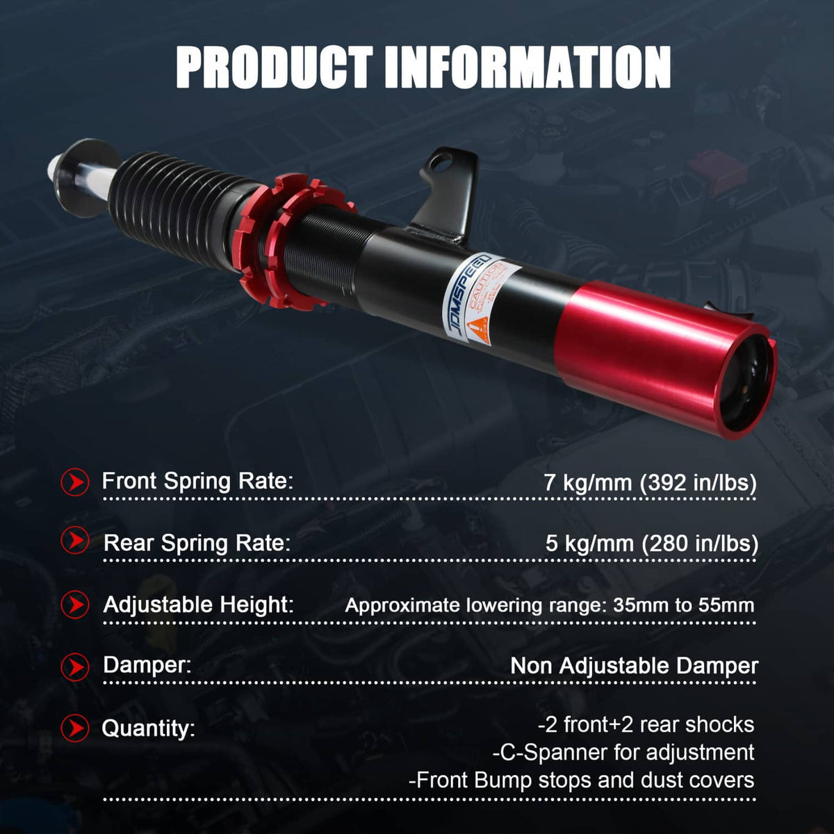 Solidspare Coilover Struts FOR VW MK5 MK6 GOLF/JETTA 06-14 Suspension Spring KIT Adj Height