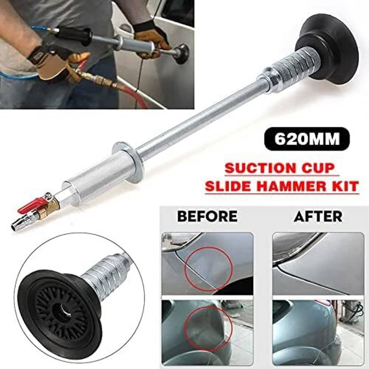 Solidspare Air Pneumatic Dent Puller Car Auto Body Repair Tool Suction Up Cup Slide Hammer
