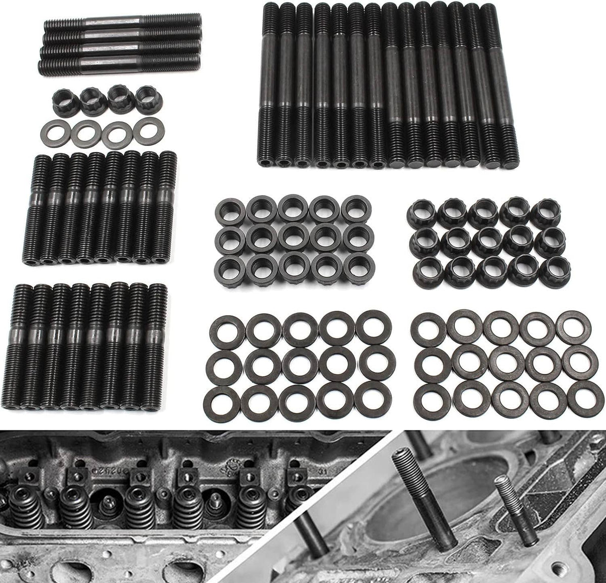 Solidspare PCE279.1001 Cylinder Head Stud Kit For Small Block Chevy SBC 265 267 283 302 350