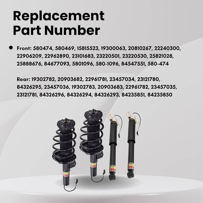 Solidspare 4Pcs Shocks Strut Assys Front and Rear W/ Electric for 2013-2019 Cadillac XTS