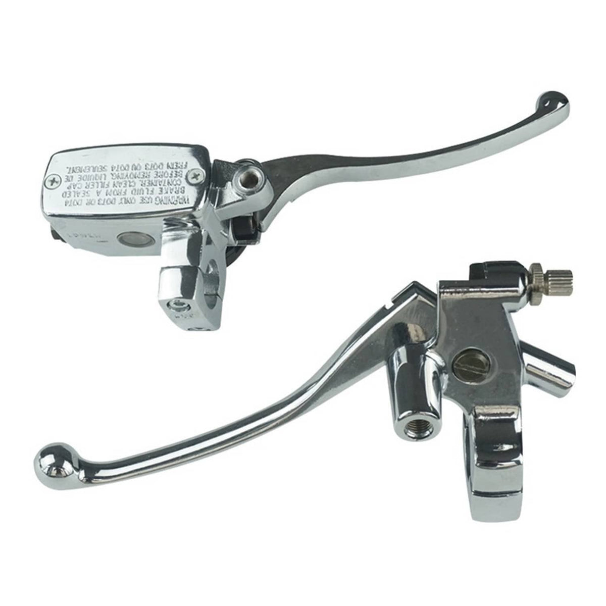 Solidspare Chrome 1" 25mm Left Clutch Lever Right Hydraulic Brake Master Cylinder Lever