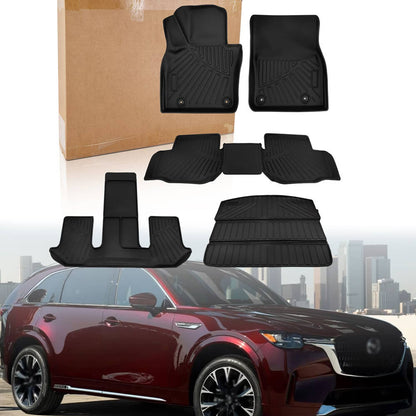 Solidspare All Weather Floor Mats & Trunk Cargo Liner TPE For Mazda CX-90 3 Row 2024-2025