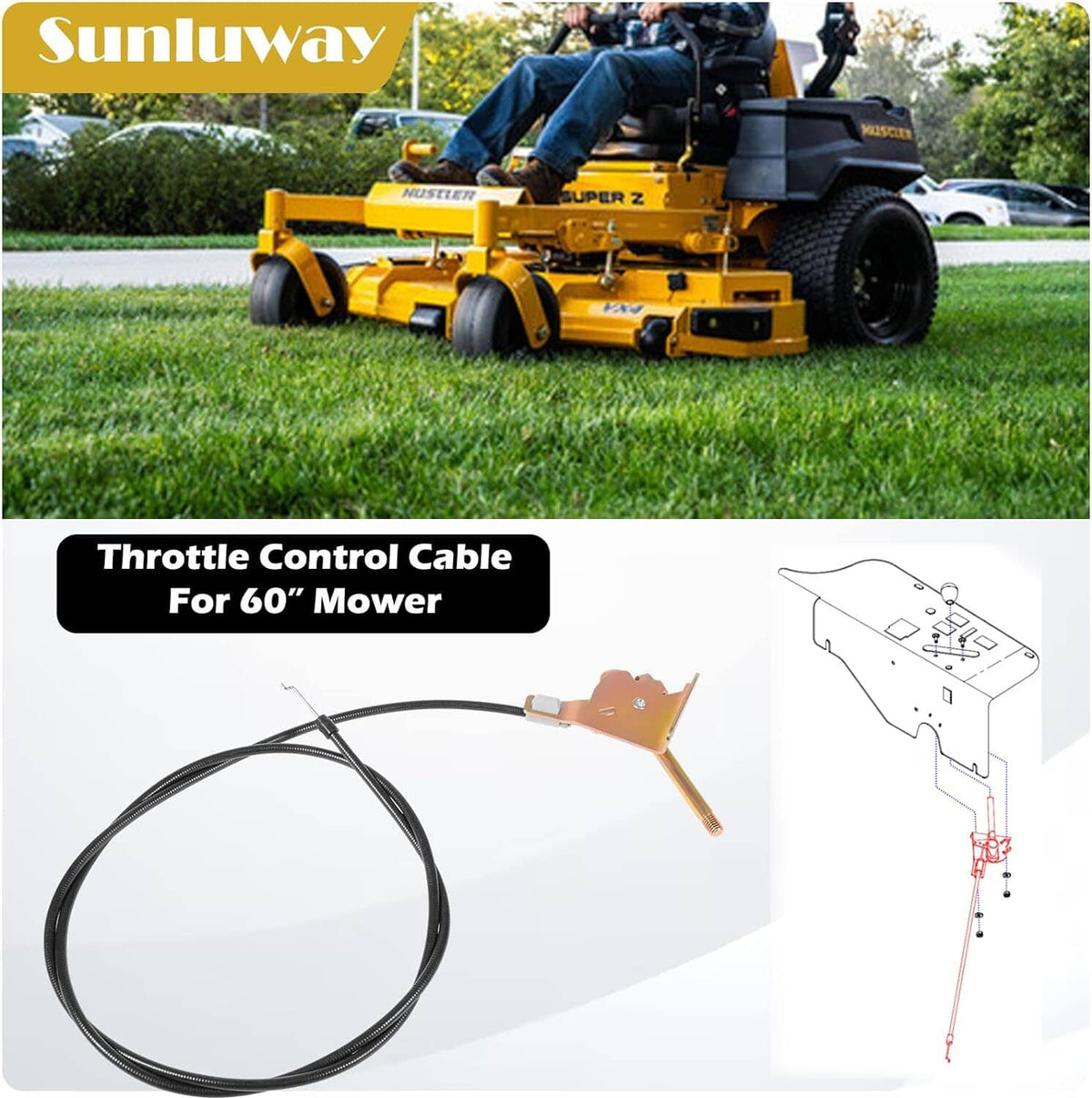 Solid Spare 603409 Throttle Control Cable 16670 for Hustler Zero-turn Mower 60" Super Z HD