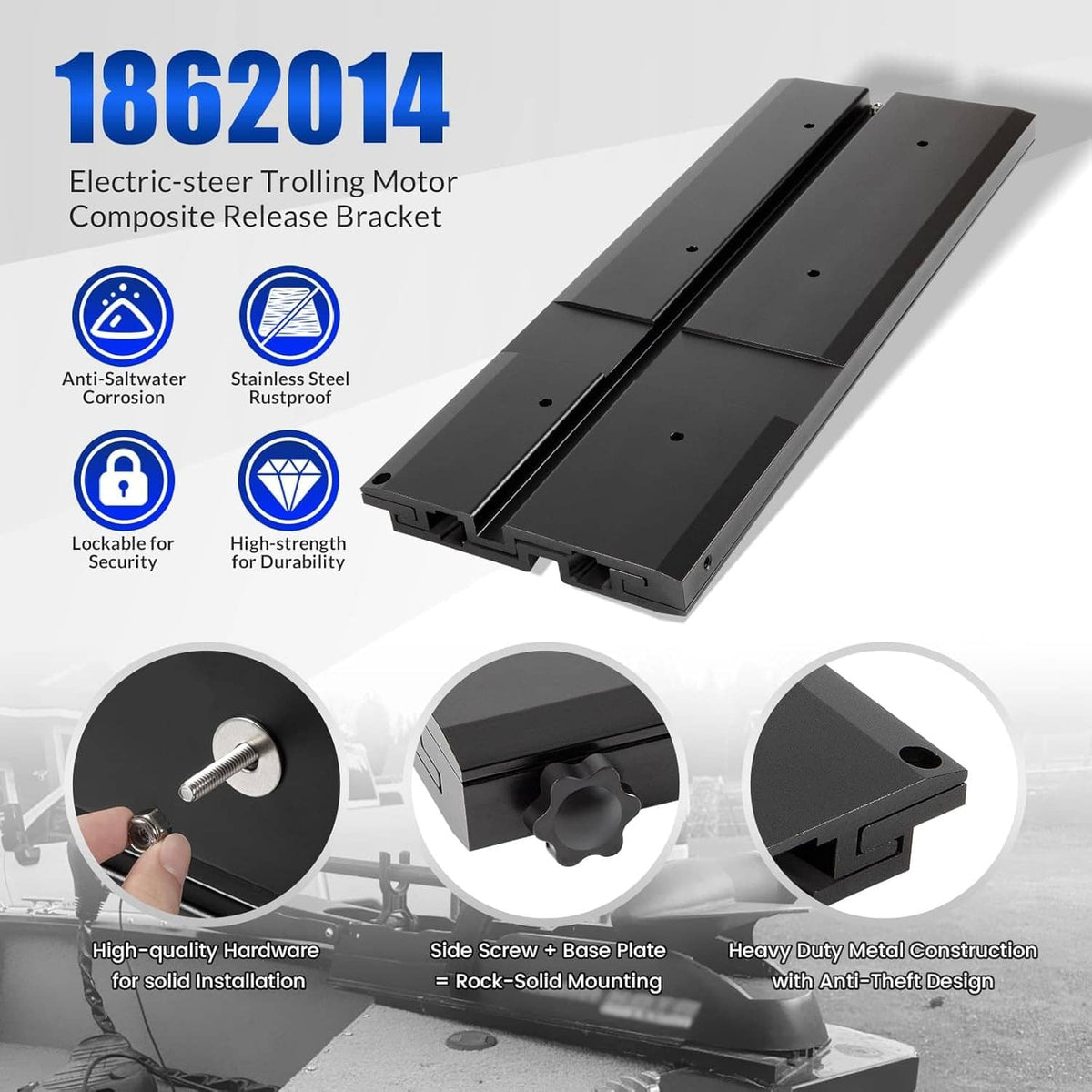 Solidspare 1862014 MKA-42 Quick Release Bracket for Minn Kota Ultrex, Fortrex, Maxxum, Edge