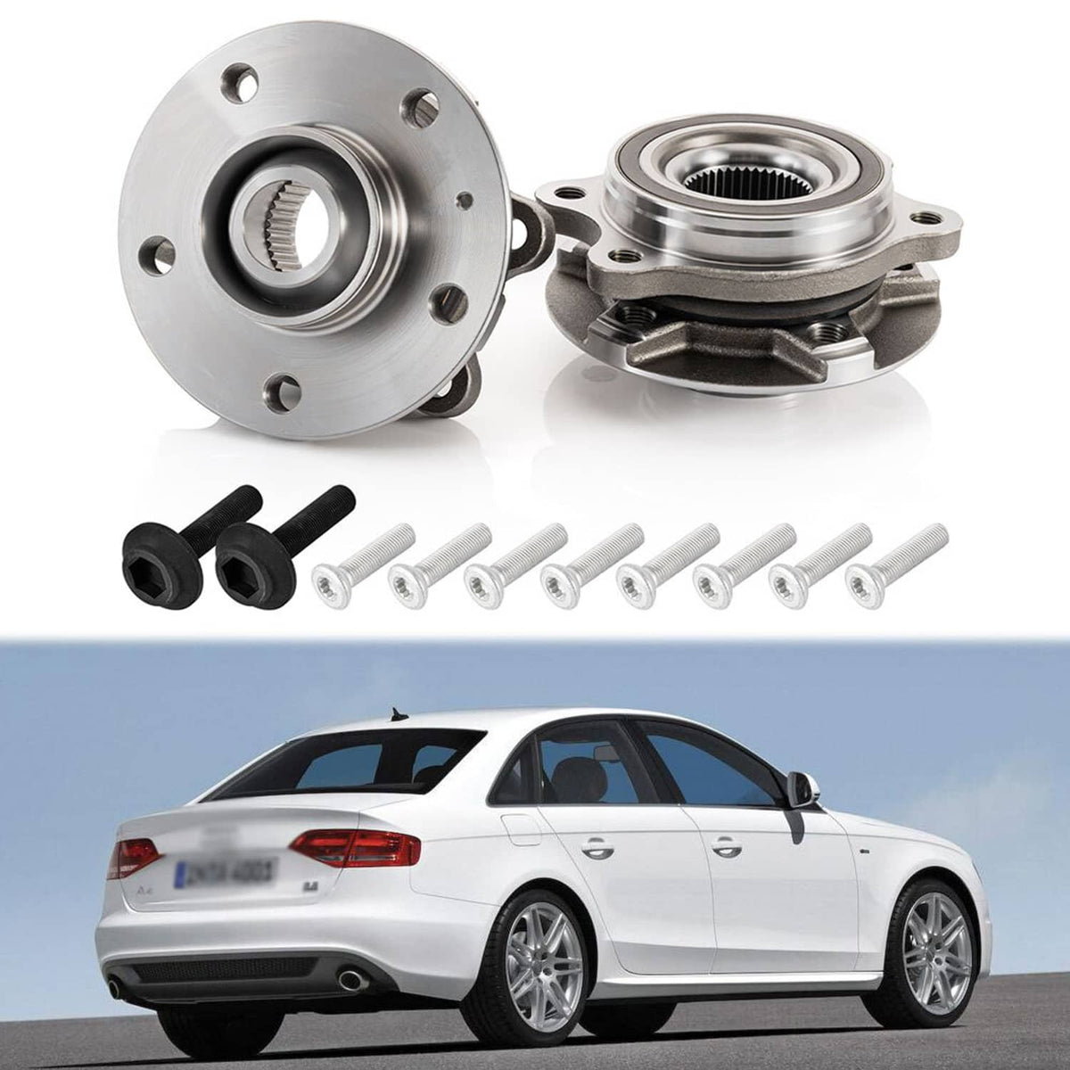 Solidspare (2) Front Wheel Hub Bearing Assembly Fit For Audi A4 A5 Quattro A6 A7 Allroad Q5