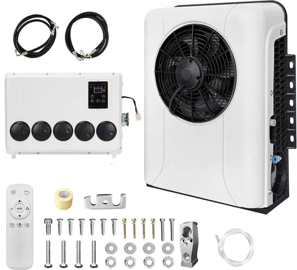 Solidspare 12V 12000BTU Truck Cab Air Conditioner Split AC For Semi Trucks Bus RV Caravan