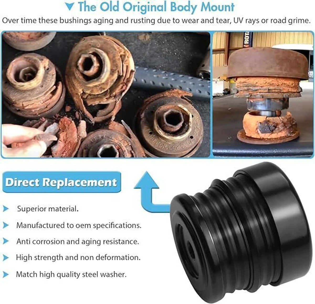 Solidspare New Body Mount Bushing Kit Silicone for 08-16 Ford F250 F350 Super Duty Crew Cab