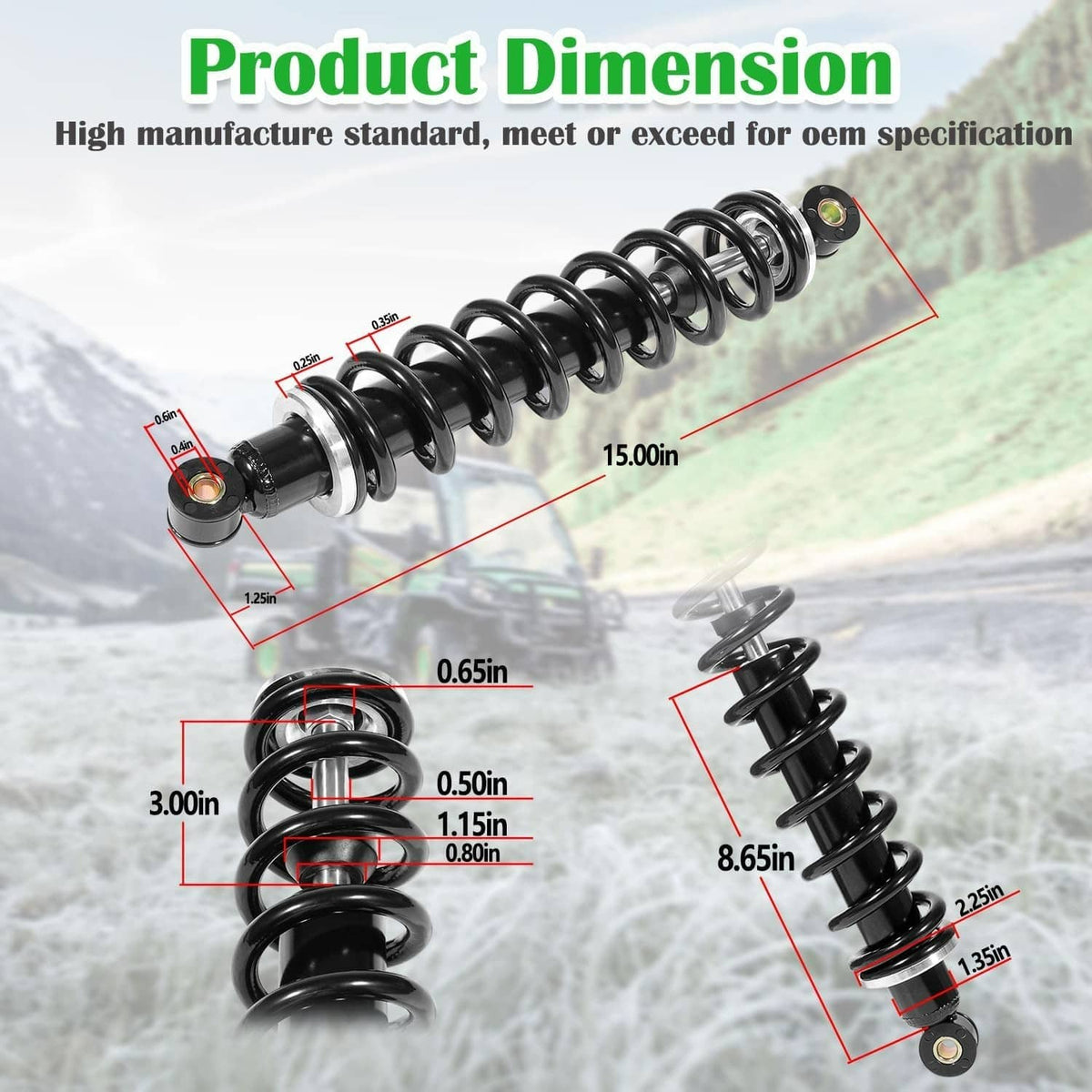 Solidspare 2 Pcs Front Suspension Heavy Duty Shock Absorber Kit For John Deere AM130448