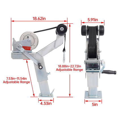 Solidspare Adjustable Winch Stand Winch Post W/ 1400lbs Winch Roller For Boat Trailers