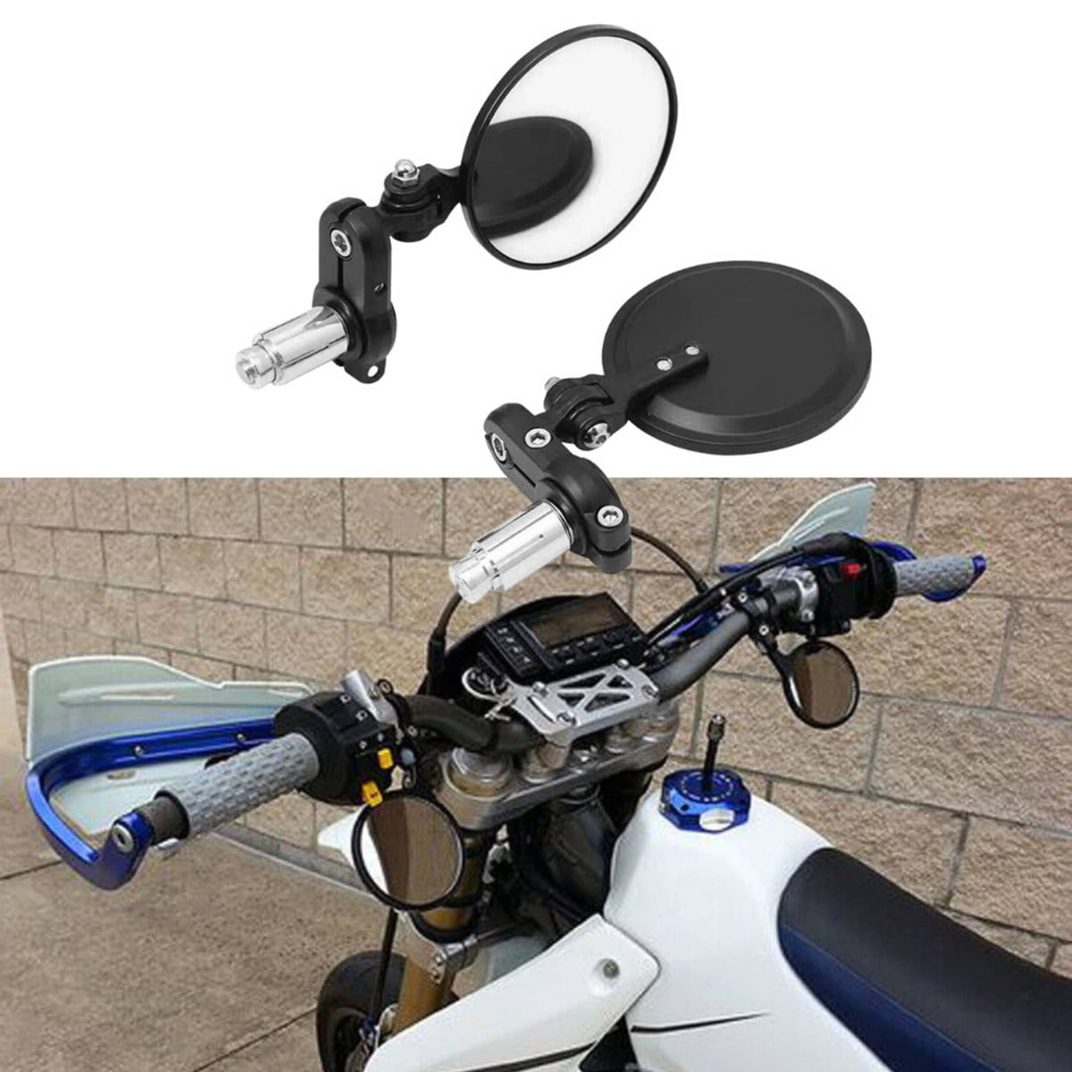 Solidspare Pair Motorcycle Round 7/8" Handlebar Mirrors Custom for Suzuki DRZ400SM DRZ400S
