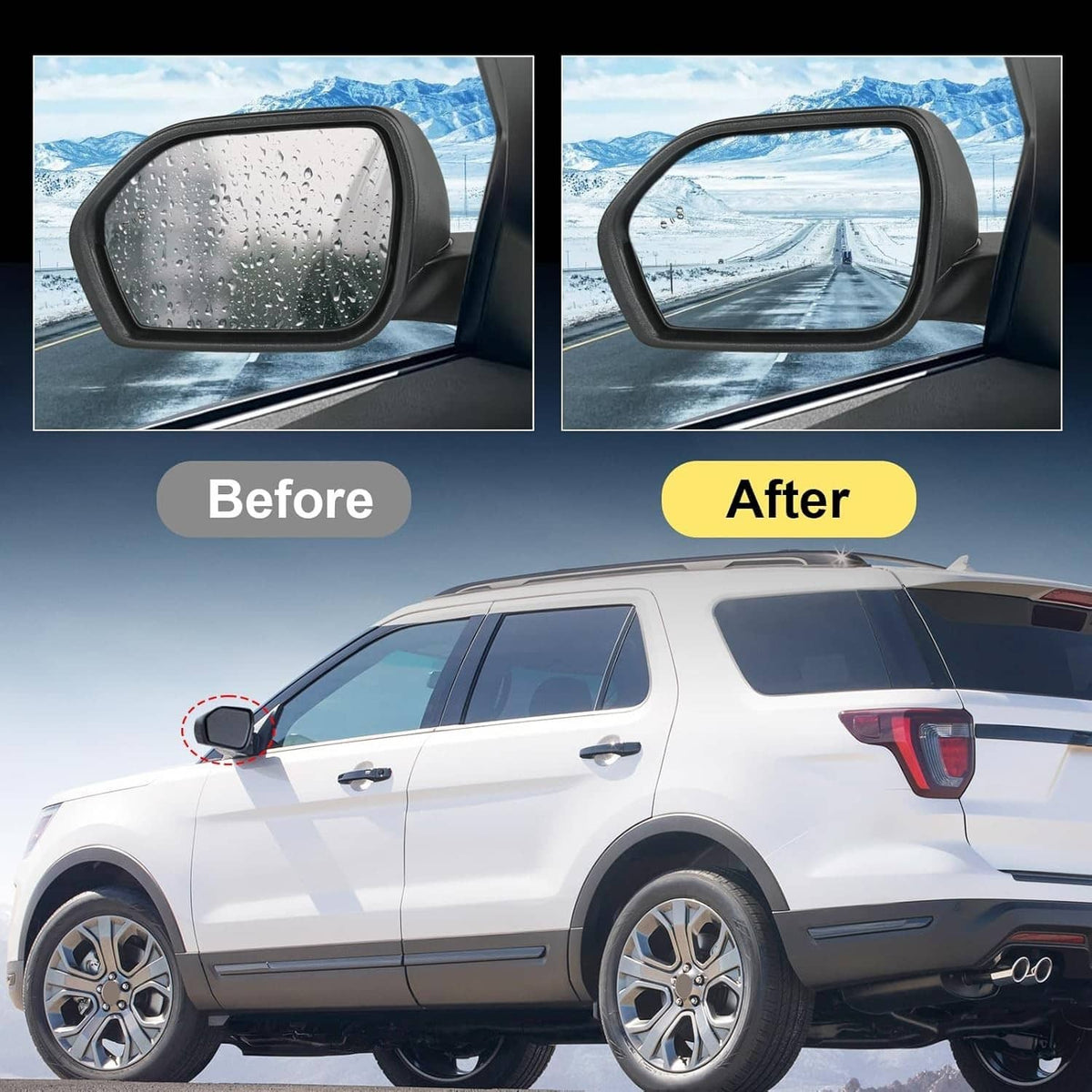 Solidspare Driver Power Mirror For 2020-2024 Ford Explorer Power Heated Manual Folding