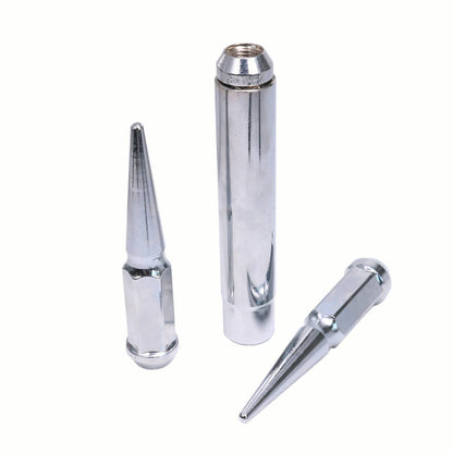 Solidspare 24 PCS M14x1.5 Spike Lug Nuts Chrome For Chevy Silverado Tahoe 4.4" Tall W/ Key