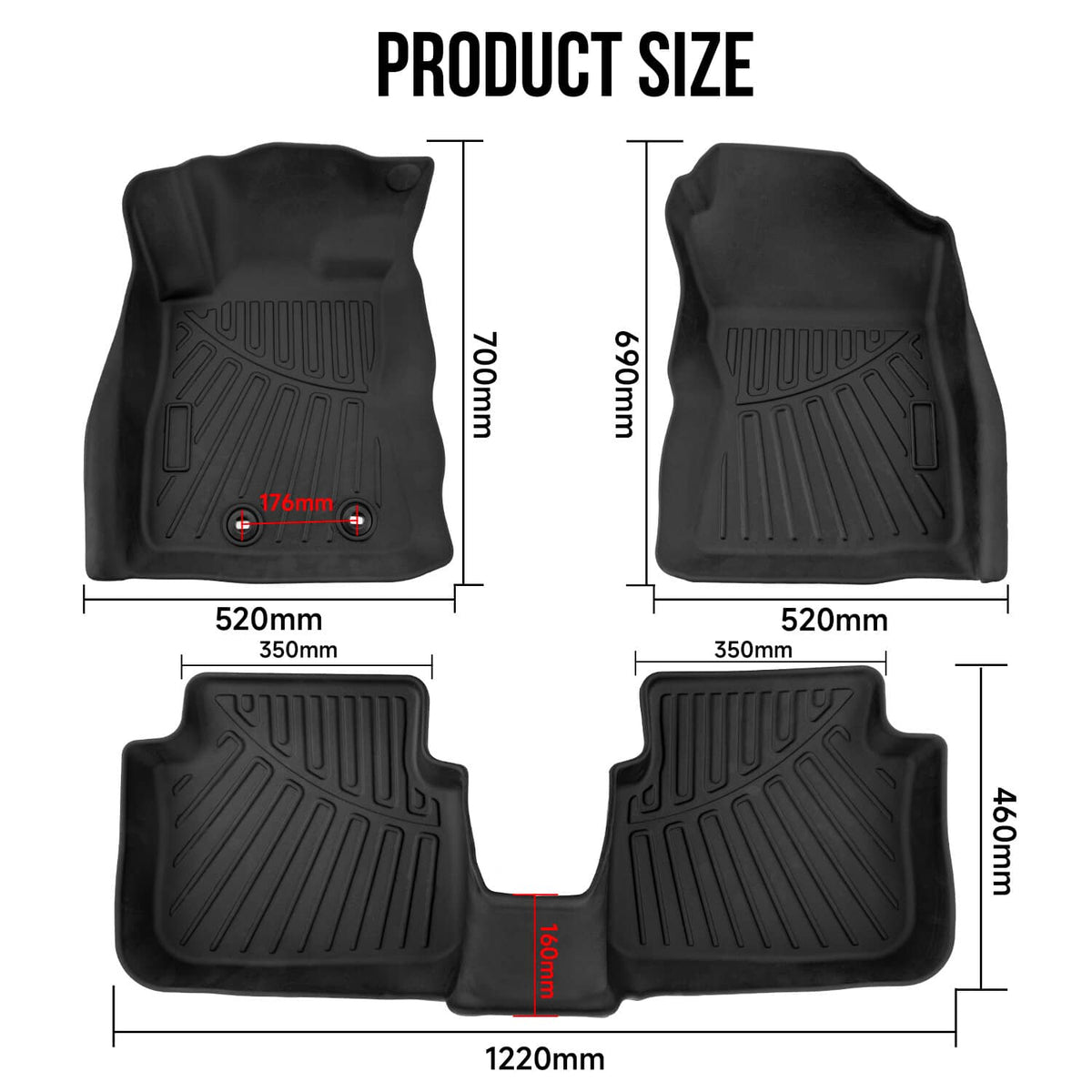 Solidspare New Floor Mats Accessories for 2024-2025 Subaru Crosstrek & Impreza 3D Molded