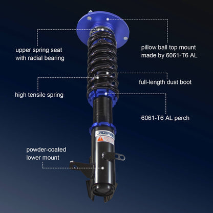Solidspare Coilovers Strut Kits for 03-2005 Dodge Neon SRT-4 2.4L Shocks Spring Adj Height