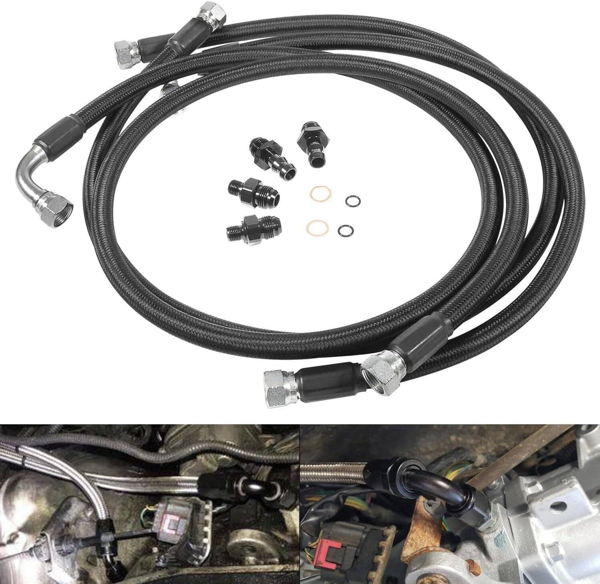 Solidspare Black Transmission Cooler Hose Line Set for Dodge Ram 2500/3500 5.9L 48RE 03-07